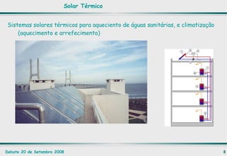 Sistemas solares térmicos para aqueciento de águas sanitárias, e climatização (aquecimento e arrefecimento) Solar Térmico 