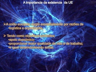 - Em 1946 o primeiro-ministro britânico Winston Chrchill, já defendia a necessidade de “refazer a família europeia”.- Em 1948 foi criado um acordo que estabelecia a livre circulação de mercadorias entre Bélgica, Holanda e Luxemburgo.- Em 1950 com base na declaração schuman, o economista francês Jean Monnet concebe a CECA.- Em 1957 surgiu, finalmente, a comunidade económica europeia (CEE).