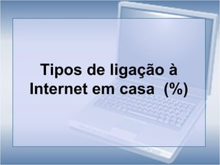 Das ligações por  banda  estreita, é o telemóvel com ligação à Internet por  banda  estreita que  se destaca, sendo um  tipo de  ligação indicado  por  32,3%  dos agregados com  ligação à  Internet; enquanto que  o modem analógico ou RDIS é referido por  13,8% dos agregados.Razões para não  dispor de ligação à Internet em casa através de banda larga  (%) 