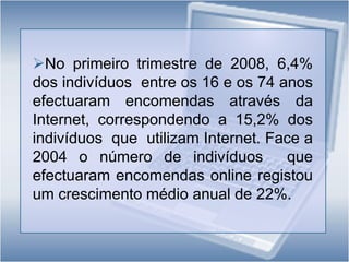 O telemóvel, uma  tecnologia amplamente utilizada pelos  indivíduos  entre 16 aos  74 anos  (84,5%), está também a ter uma  utilização mais vasta do que  apenas a realização de chamadas telefónicas;Mais  de  um  quarto dos  utilizadores de  telemóvel (28,4%)  já  enviaram fotografias ou  ficheiros  de  vídeo  pelo telemóvel, 11,6% recebem informação de serviços noticiosos que  subscreveram e 10,3% transferiram fotografias ou ficheiros  de vídeo directamente do telemóvel para websites  na Internet, sem passar  pelo computador.
