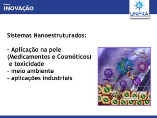 Sistemas Nanoestruturados: - Aplicação na pele (Medicamentos e Cosméticos)  e toxicidade - meio ambiente - aplicações industriais 