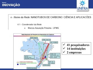 41 pesquisadores  14 instituições   2 empresas  