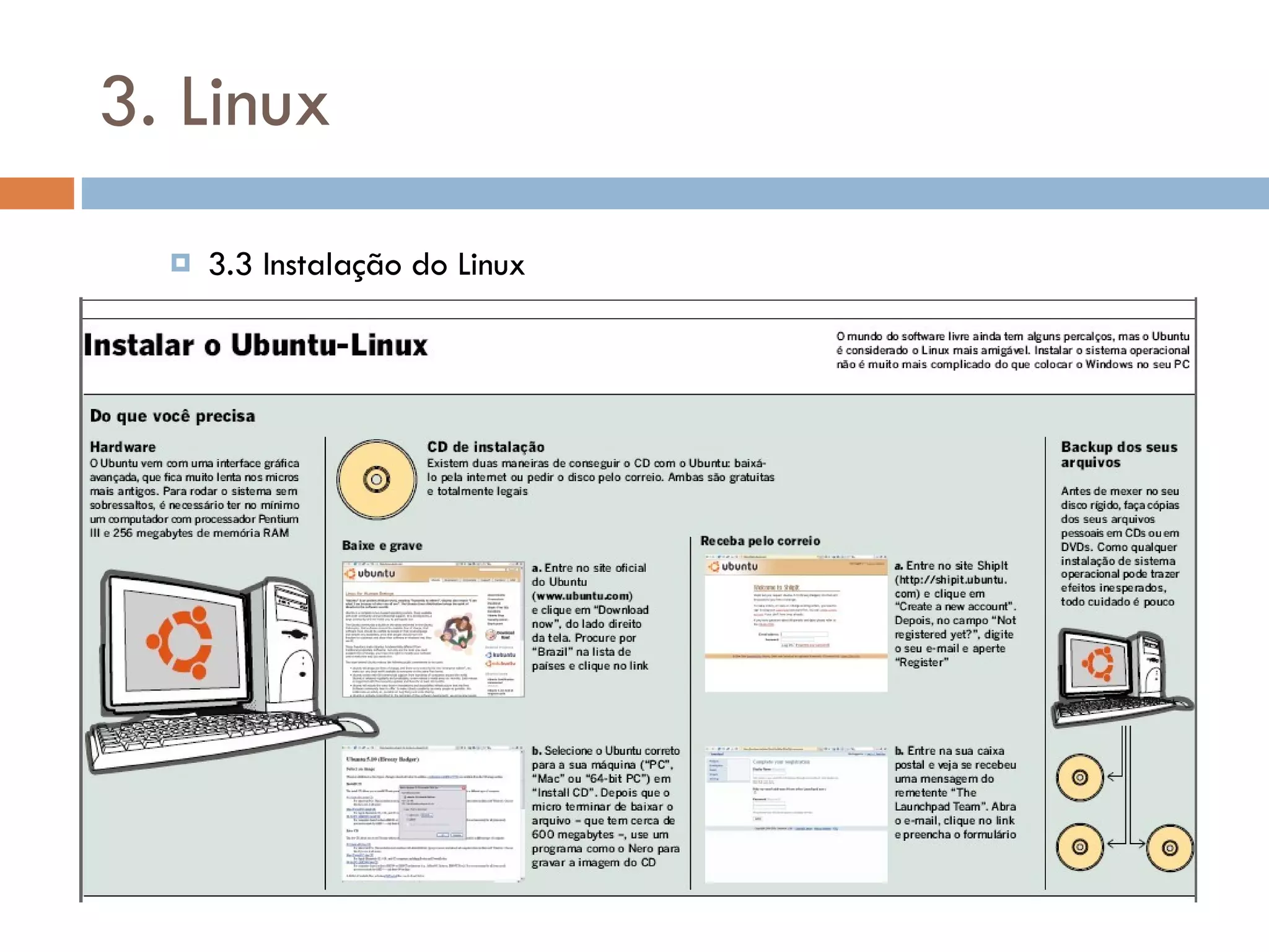 3. Linux 3.3 Instalação do Linux 