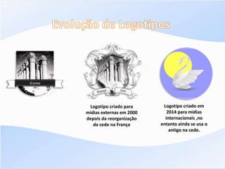 Logotipo criado para
mídias externas em 2000
depois da reorganização
da cede na França
Logotipo criado em
2014 para mídias
internacionais ,no
entanto ainda se usa o
antigo na cede.
 