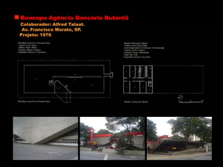 Banespa Agência Bancária Butantã
Colaborador: Alfred Talaat.
Av. Francisco Morato, SP.
Projeto: 1976
 