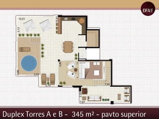 Duplex Torres A e B -  345 m² - pavto superior 2,70 3,13 5,80 10,61 10,51 7,00 3,80 2,35 7,67 3,53 