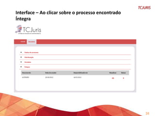  Guia Rápido “Orientações para pesquisa
doutrinária e jurisprudencial no TCE/MG”
 Informativo de Jurisprudência
 Revista Especial
 Coletânea de Entendimentos

34

 