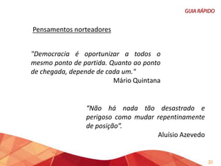 Objetivo Específico:
1) Estimular a utilização da jurisprudência do TCE/MG;
2) Facilitar a pesquisa, em banco de dados, de posicionamentos
recentes adotados pelo Tribunal, para auxiliar na fundamentação
das decisões, identificando os casos excepcionais e os leading cases;
3) Favorecer a segurança jurídica, evitando-se mudanças repentinas
de posicionamento;
4) Estabelecer rotina de pesquisa das deliberações do Tribunal com
caráter normativo, em especial os Enunciados de Súmula, as
Consultas e as Instruções Normativas;

37

 