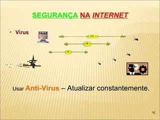 SEGURANÇA   NA   INTERNET Vírus Usar   Anti-Vírus  – Atualizar constantemente. 