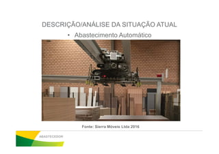 DESCRIÇÃO/ANÁLISE DA SITUAÇÃO ATUAL
• Abastecimento Automático
ABASTECEDOR
Fonte: Sierra Móveis Ltda 2016
 