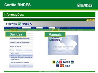 Informações:
Dúvidas Manuais
Cartão BNDES
 