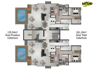 135,54m² Área Privativa Cobertura 181,10m² Área Total Cobertura C:\LOOCAU - MATRIZ\CAMPANHA LIGUE LOOCAU\LOGO\LOGO 10 anosCV - Cópia.png 