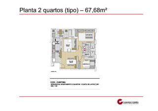 Planta 2 quartos (tipo) – 67,68m²
 