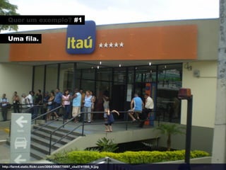 Quer um exemplo? #1

   Uma fila.




http://farm4.static.flickr.com/3064/3068778897_cba5741995_b.jpg
 