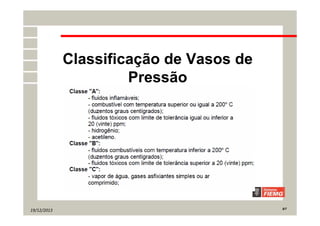 19/12/2013 8/7
Classificação de Vasos de
Pressão
 