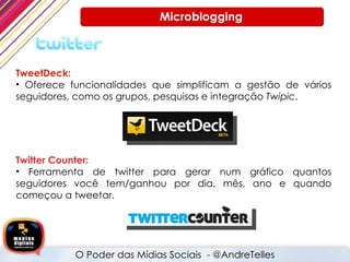 [object Object],[object Object],O Poder das Mídias Sociais  - @AndreTelles  Microblogging ,[object Object],[object Object]