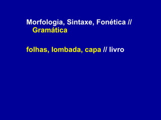 Morfologia, Sintaxe, Fonética //  Gramática folhas, lombada, capa  // livro 