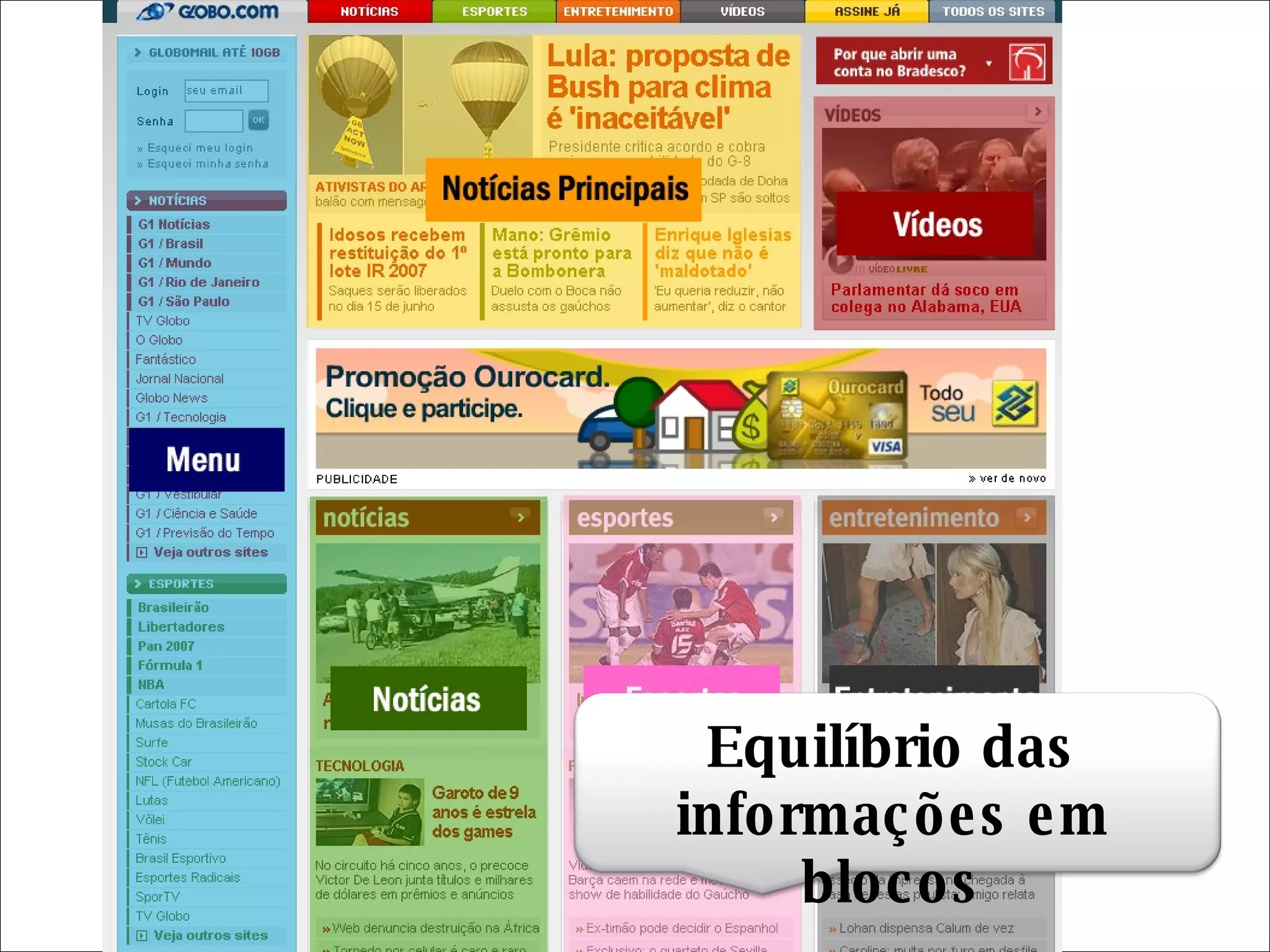 Equilíbrio das informações em blocos 
