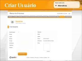 Criar Usuário Alternativas 