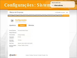 Configurações: Sistema Alternativas 