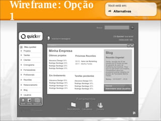 Wireframe: Opção 1 Alternativas 