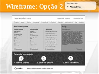 Wireframe: Opção 2 Alternativas 