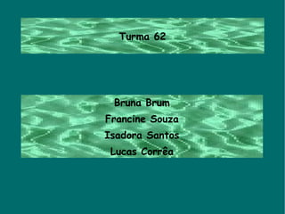 Turma 62 Bruna Brum Francine Souza Isadora Santos Lucas Corrêa 