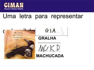 Uma letra para representar

cada sílaba...
            GRALHA



           MACHUCADA
 