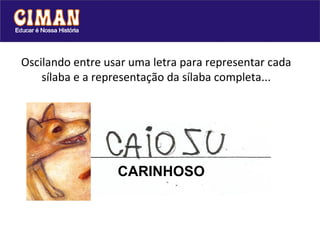 Oscilando entre usar uma letra para representar cada
    sílaba e a representação da sílaba completa...




                  CARINHOSO
 
