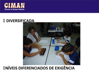  DIVERSIFICADA




NÍVEIS DIFERENCIADOS DE EXIGÊNCIA
 