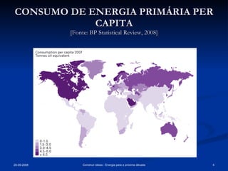 CONSUMO DE ENERGIA PRIMÁRIA PER CAPITA [Fonte: BP Statistical Review, 2008] 