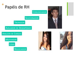 Papéis de RHComunicadorSelecionadorTreinadorAvaliador de DesempenhoAnalista de CargosMotivadorLíderNegociador