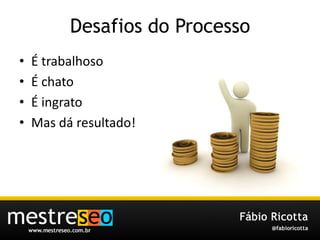 Desafios do ProcessoÉ trabalhosoÉ chatoÉ ingratoMasdáresultado!