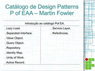 Padrões de projeto - Martin Fowler - P of EAA | PDF