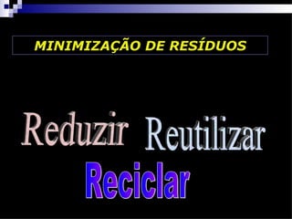 MINIMIZAÇÃO DE RESÍDUOS
 