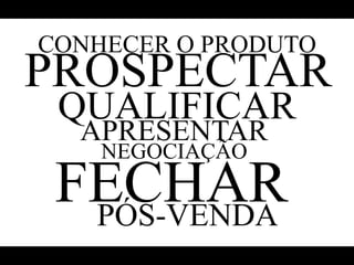 CONHECER O PRODUTOPROSPECTARQUALIFICARAPRESENTARNEGOCIAÇÃOFECHARPÓS-VENDA