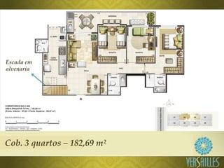 Cob. 3 quartos – 182,69 m²
Escada em
alvenaria
 
