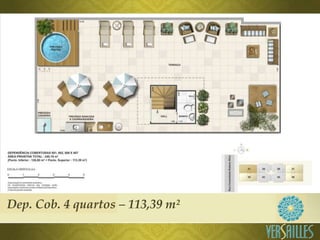 Dep. Cob. 4 quartos – 113,39 m²
 