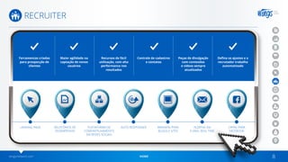 wingsnetwork.com HOME 8
RECRUITER
LANDING PAGE RELATÓRIOS DE
DESEMPENHO
PLATAFORMA DE
COMPARTILHAMENTO
EM REDES SOCIAIS
BANNERS PARA
BLOGS E SITES
CAPAS PARA
FACEBOOK
Ferramentas criadas
para prospecção de
clientes
Maior agilidade na
captação de novos
usuários
Recursos de fácil
utilização, com alta
performance nos
resultados
Controle de cadastros
e contatos
Peças de divulgação
com conteúdos
e vídeos sempre
atualizados
Defina os ajustes e o
recrutador trabalha
automatizado
AUTO RESPONDER ALERTAS VIA
E-MAIL REAL TIME
 