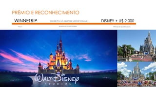 WINNETRIP 250.000 PVs NA EQUIPE DE MENOR VOLUME 
TÍTULO QUALIFICAÇÃO NECESSÁRIA 
DISNEY + U$ 2.000 
PRÊMIO DE QUALIFICAÇÃO 
PRÊMIO E RECONHECIMENTO 
 