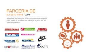 PARCERIA DE 
SUCESSO WINNETCLUB 
A WinnetClub tem parceria com grandes empresas 
para oferecer os melhores serviços e produtos ao 
consumidor final. 
 