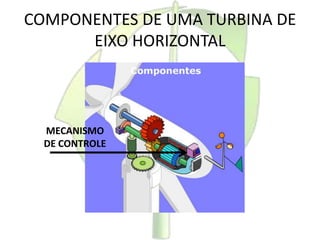 COMPONENTES DE UMA TURBINA DE
EIXO HORIZONTAL
MECANISMO
DE CONTROLE
 