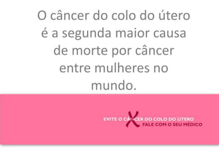 O câncer do colo do útero é a segunda maior causa de morte por câncer entre mulheres no mundo.