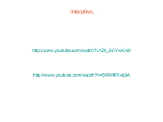 http://www.youtube.com/watch?v=Zh_6CYvA3n0 http://www.youtube.com/watch?v=SWNftRIvq8A Interativo. 