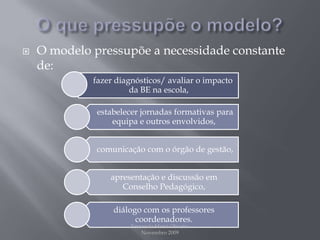 O que pressupõe o modelo?O modelo pressupõe a necessidade constante de: Fernanda Maria Oliveira                                                                                             Novembro 2009