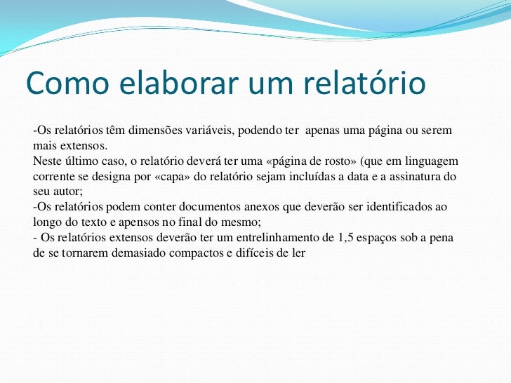 como comecar um relatorio como comecar um relatorio