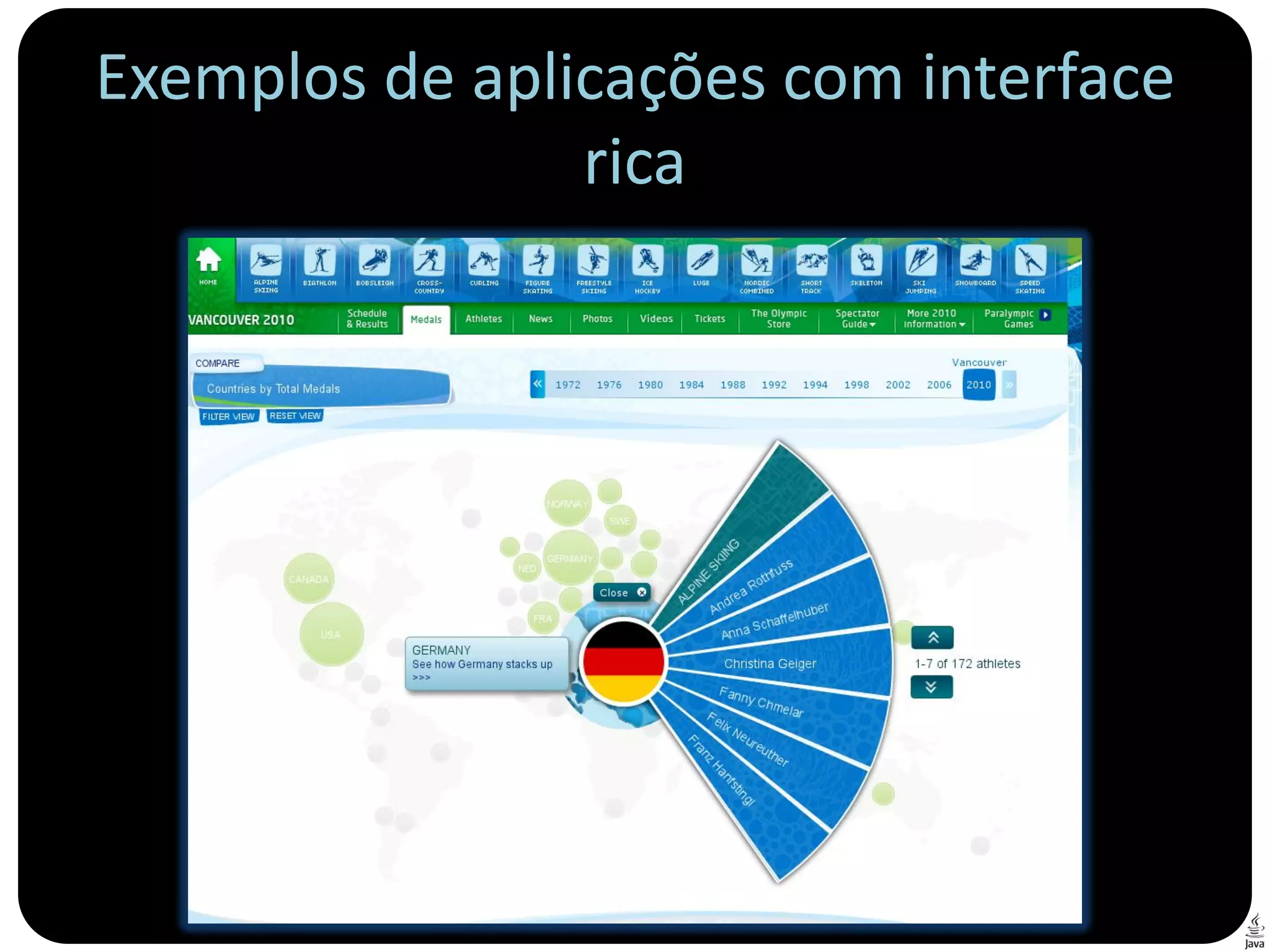 Exemplos de aplicações com interface
                rica
 