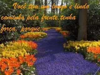      Você tem um longo e lindo caminho pela frente,tenha força, porque...