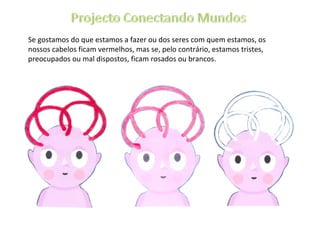 Se gostamos do que estamos a fazer ou dos seres com quem estamos, os nossos cabelos ficam vermelhos, mas se, pelo contrário, estamos tristes, preocupados ou mal dispostos, ficam rosados ou brancos. 