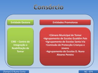 ConsórcioEntidade GestoraEntidades PromotorasCIRE – Centro de Integração e Reabilitação de TomarCâmara Municipal de Tomar